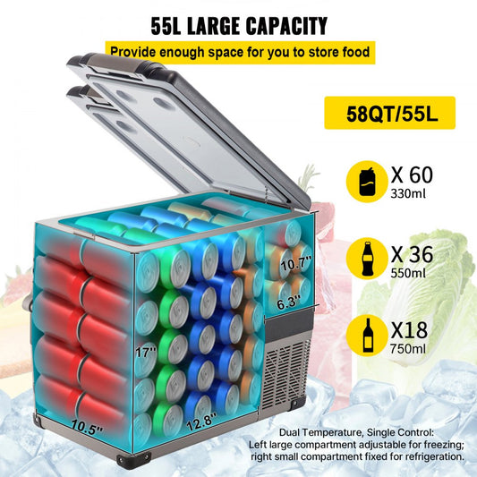 55L Portable Fridge Freezer Cooler Box side view