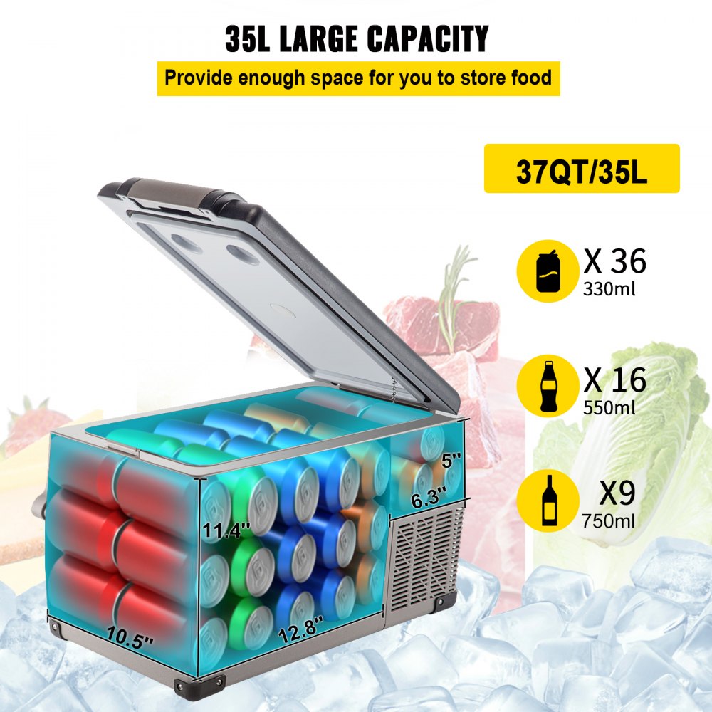35L dual zone bluetooth fridge side view