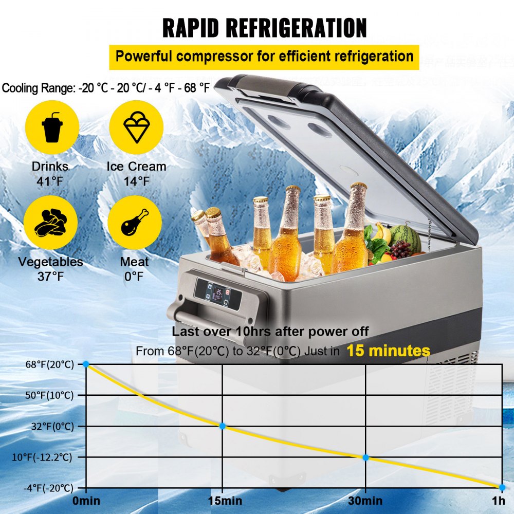 45L Dual-Zone Portable Fridge Freezer open lid view