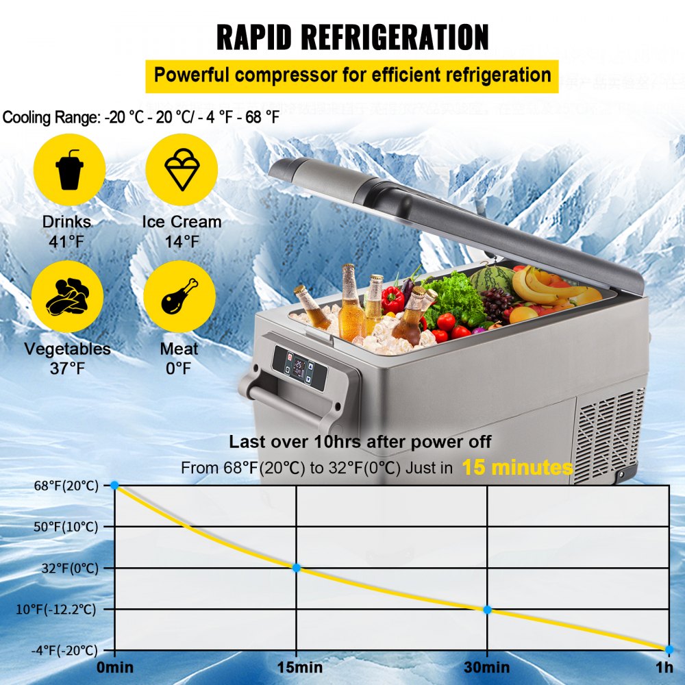 35L dual zone bluetooth fridge open lid