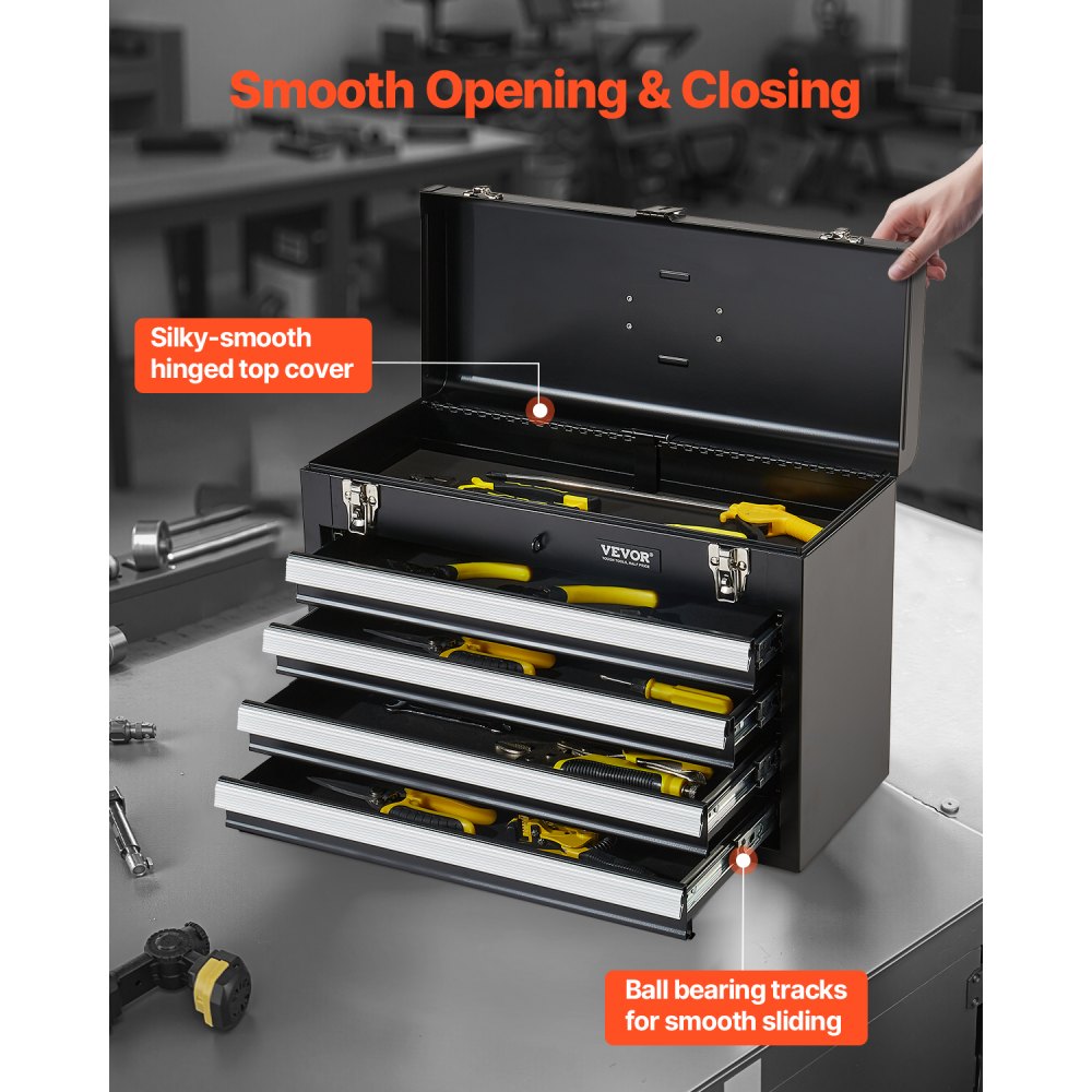 20.5 inch portable tool box drawers open