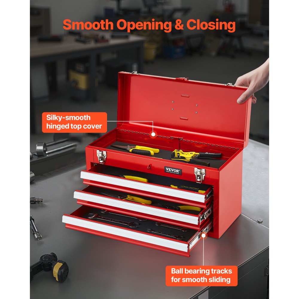 20.5 inch portable tool box 3 drawer red detail