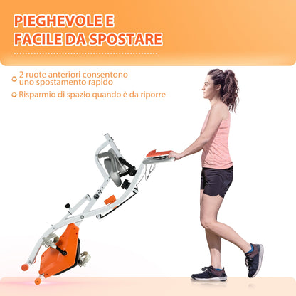 Folding Exercise Bike with 8-Level Magnetic Resistance, Heart Rate Sensor, 2.5kg Flywheel, Orange
