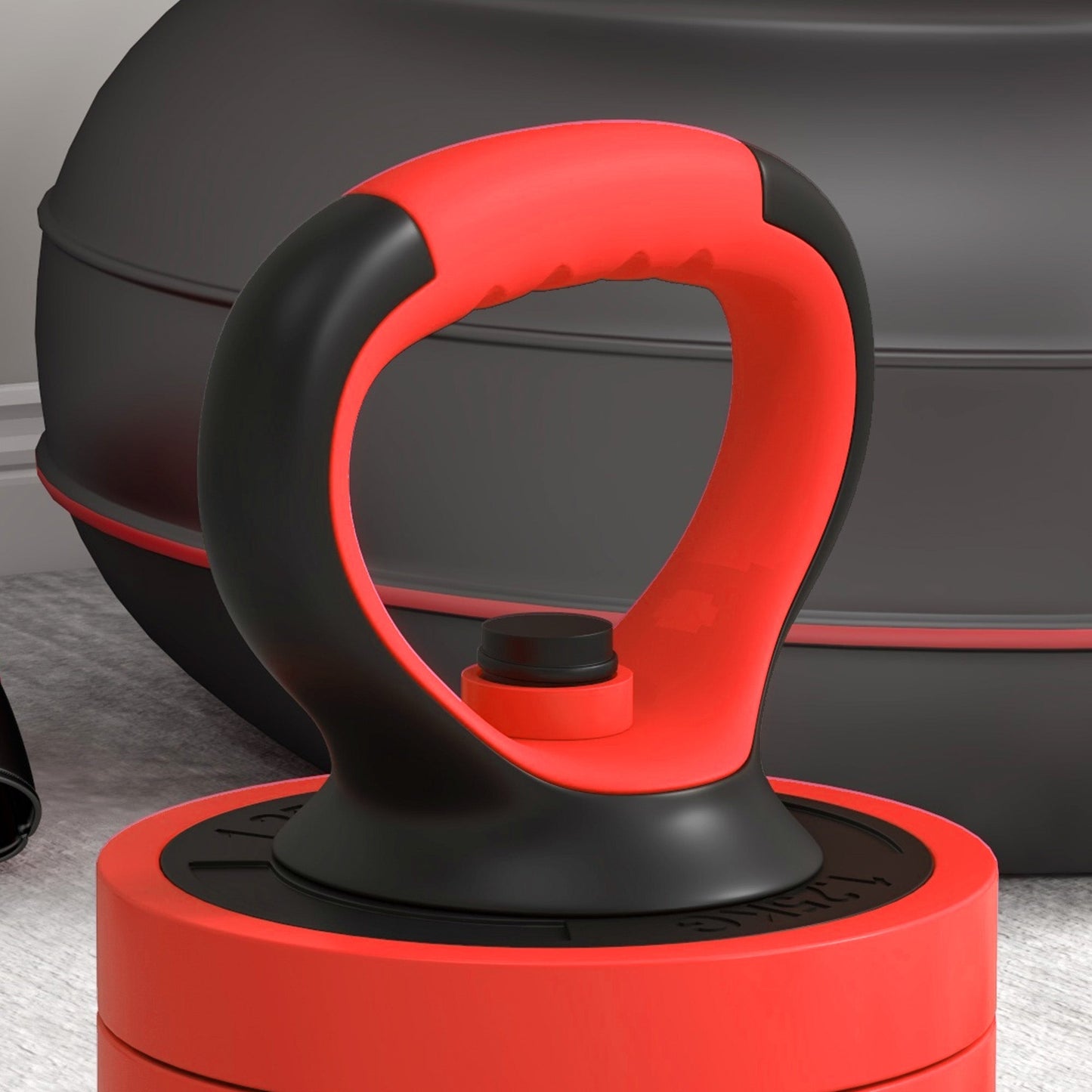 4-in-1 30kg Gym Weight Set, Convertible to Kettlebell, 2 Dumbbells, Barbell and Push-Up Stand, Red