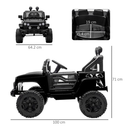 Electric Ride-On Car for Kids 3-6 Years 12V with Remote Control, Headlights and Horn, 100x64. 2x71 cm, Black