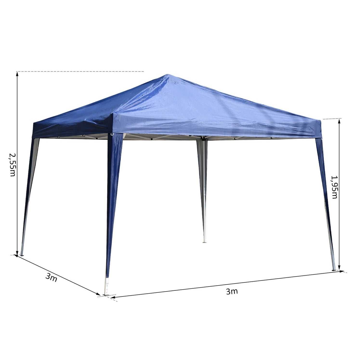 Gazebo Steel Frame Folding Oxford Fabric Covering Blue 3x3m