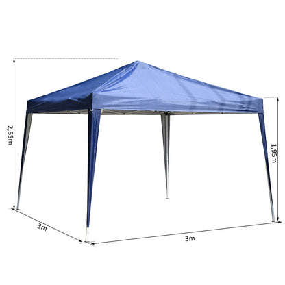 Gazebo Steel Frame Folding Oxford Fabric Covering Blue 3x3m