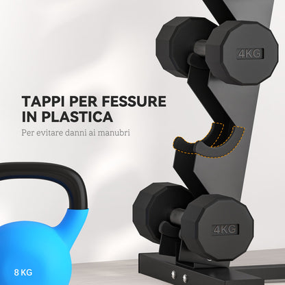 5-Tier Steel Dumbbell Rack with Plastic Inserts, 35x33x66 cm, Black