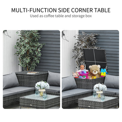 Garden Sofa Set : 4 Piece Garden Set with x2 Double Seater Sofas, Coffee Table and High Table, Steel and Rattan