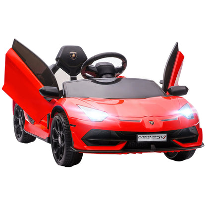 12V Electric Ride-On Toy Car for Kids with Lamborghini License, Horn and Remote Control, 107.5x63x42 cm, Red