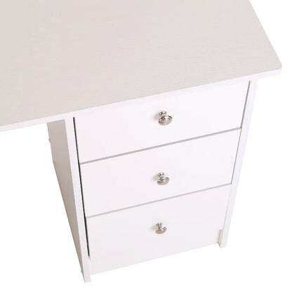 Computer Desk for Bedroom and Office with Drawer Unit and Wooden Storage Shelves 120x49x72cm White