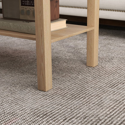 Rectangular Coffee Table with Large Shelf, 90×45×44.5 cm, Natural Wood