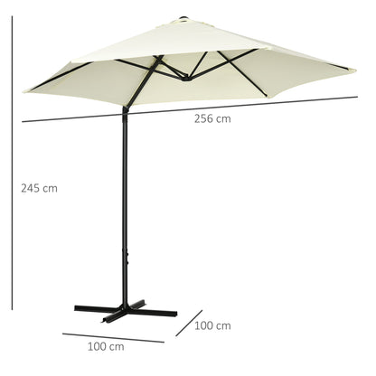 Cantilever Garden Umbrella 2.6x2.5 m with 360° Rotation and Crank, Beige