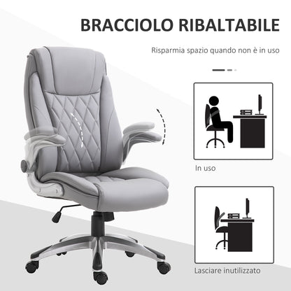Ergonomic Office Chair with Padding, Adjustable Height and 5 Wheels, 70x71x113-121 cm, Grey