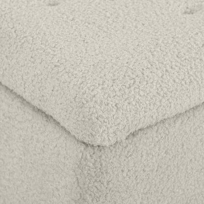 Bedside Bench with 47L Storage Compartment and Teddy Fabric Upholstery, 95x38x45 cm, Beige