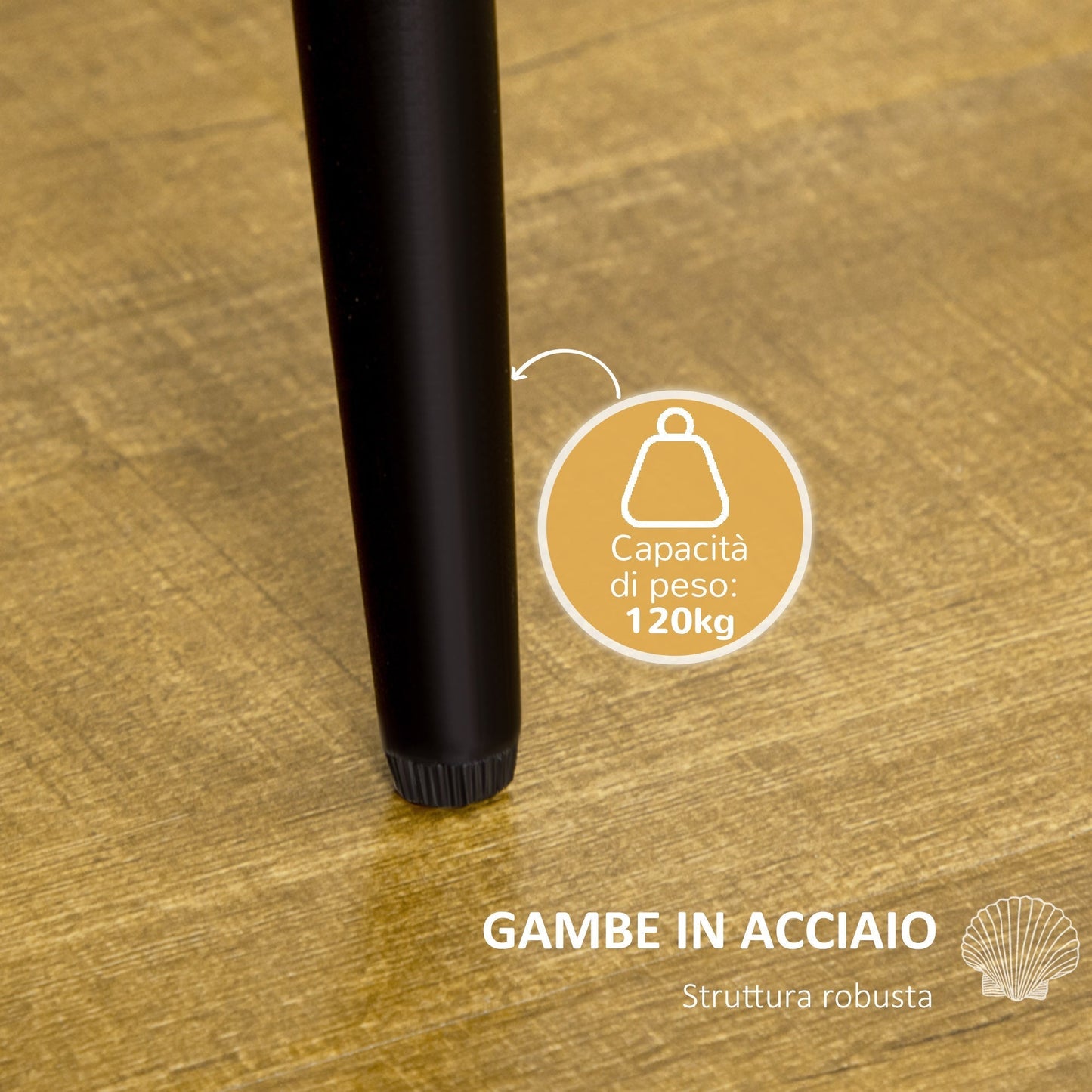 Set of 2 Upholstered Living Room and Dining Chairs, in Metal and Beige Velvet Effect Fabric, 52x54x79 cm