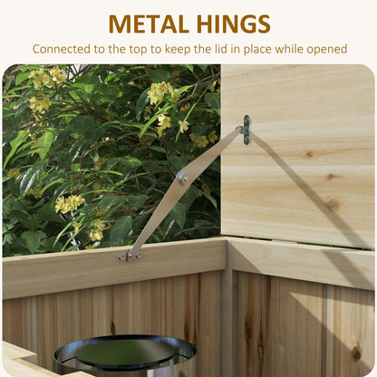 72L Fir Wood Garden Storage Bench, 120x55x45cm, Wood Color