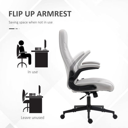 Ergonomic Office Chair with Folding Armrests and Adjustable Height, 67x70x112-122 cm, Grey