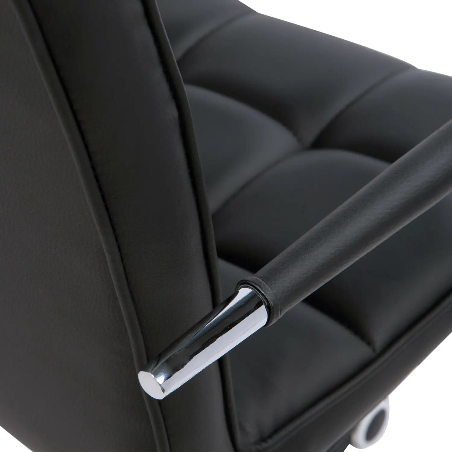 Ergonomic Office Chair in Black PU Leather, Study Chair with 5 Swivel Wheels, Padding and Adjustable Height, 52.5x54x84-99cm