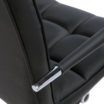 Ergonomic Office Chair in Black PU Leather, Study Chair with 5 Swivel Wheels, Padding and Adjustable Height, 52.5x54x84-99cm