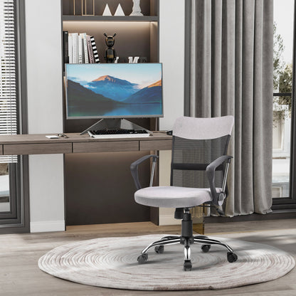 Grey Fabric Office Chair, Ergonomic Swivel Desk Chair, 60 x 66 x 91-101cm