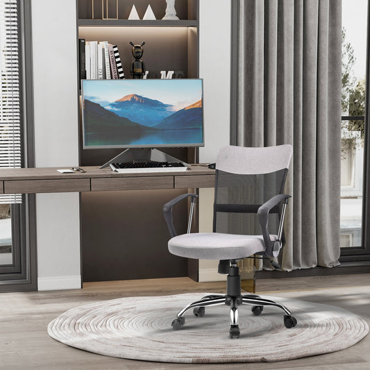 Grey Fabric Office Chair, Ergonomic Swivel Desk Chair, 60 x 66 x 91-101cm