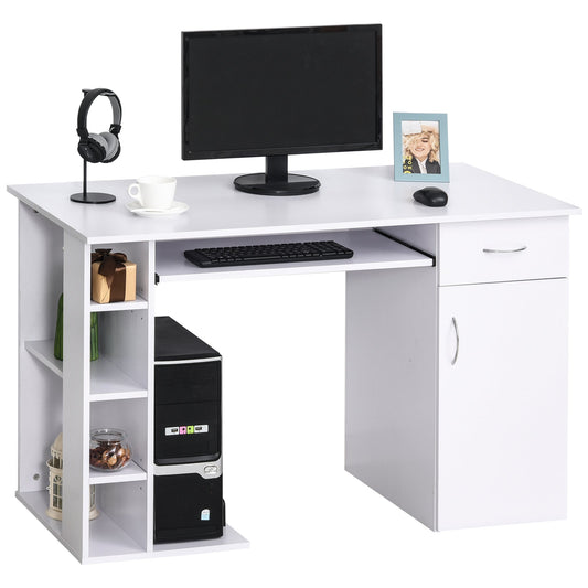 desk for ergonomic pc with shelves and white removable keyboard plane