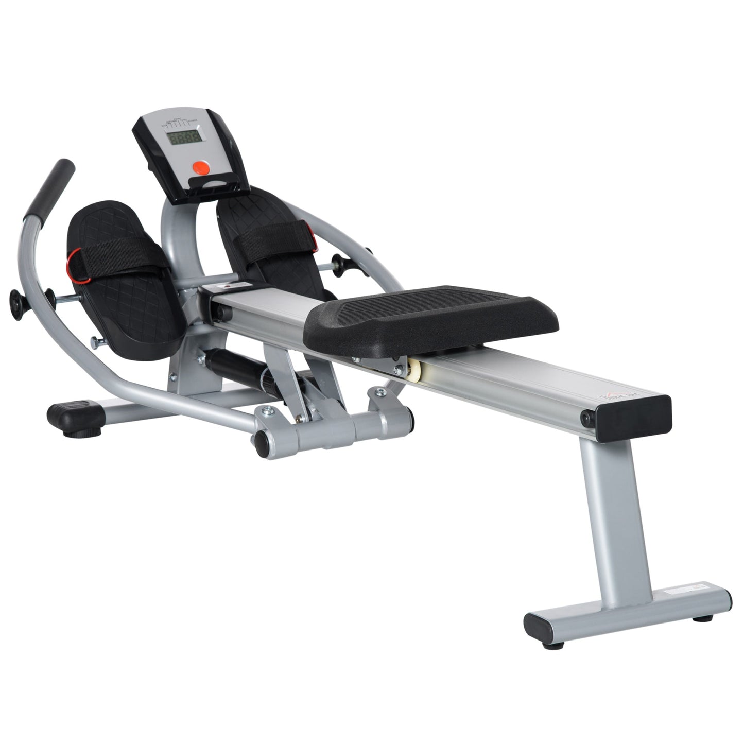 12 Resistance Rowing Machine with Digital Monitor and Aluminum, Steel and ABS Structure, 160x61x50 cm