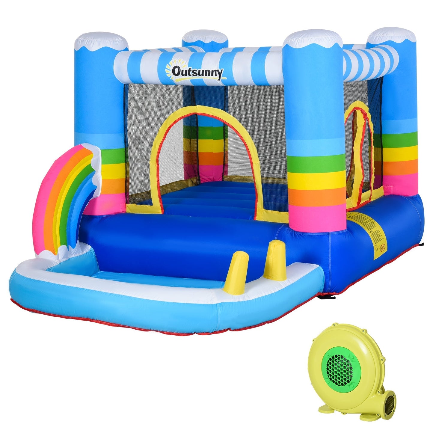 Inflatable Castle for Children with Trampoline and Pool, Electric Pump Included 280x170x155cm, Multicolor
