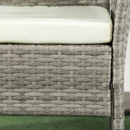 2 Seater Outdoor Sofa with Coffee Table, Steel and PE Rattan, 137x59x82 cm, Grey and Cream