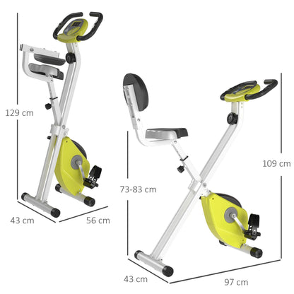 Foldable Fitness Bike Steel with Adjustable Height, Spinning Bike 8-Level Magnetic Resistance, LCD Screen, Yellow, 43x97x109cm