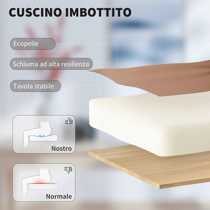 Reclining Faux Leather Office Chair with Footrest and Wheels, 65x67x111-119 cm, Brown