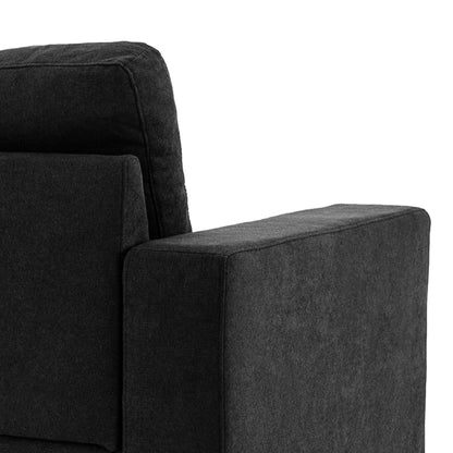 3 Seater Corner Sofa with Reversible Peninsula and Cushions, in Linen Effect Fabric, 193x136x85 cm, Black
