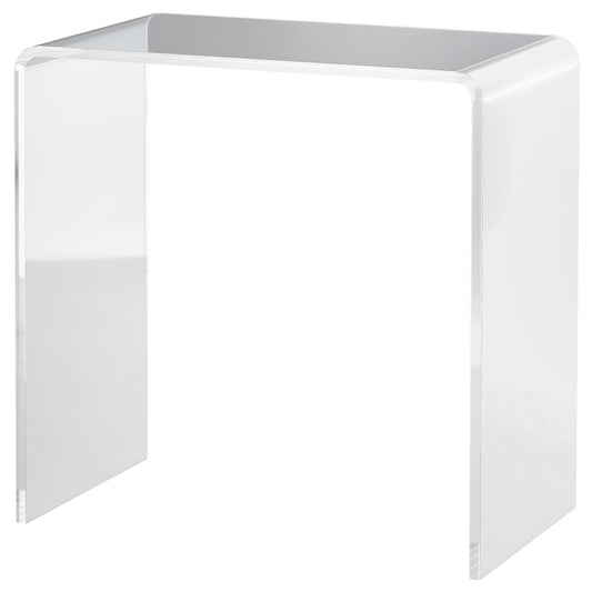 Living room coffee table in UC with smooth edges and rounded corners, 53.5x30.5x53.5 cm, transparent