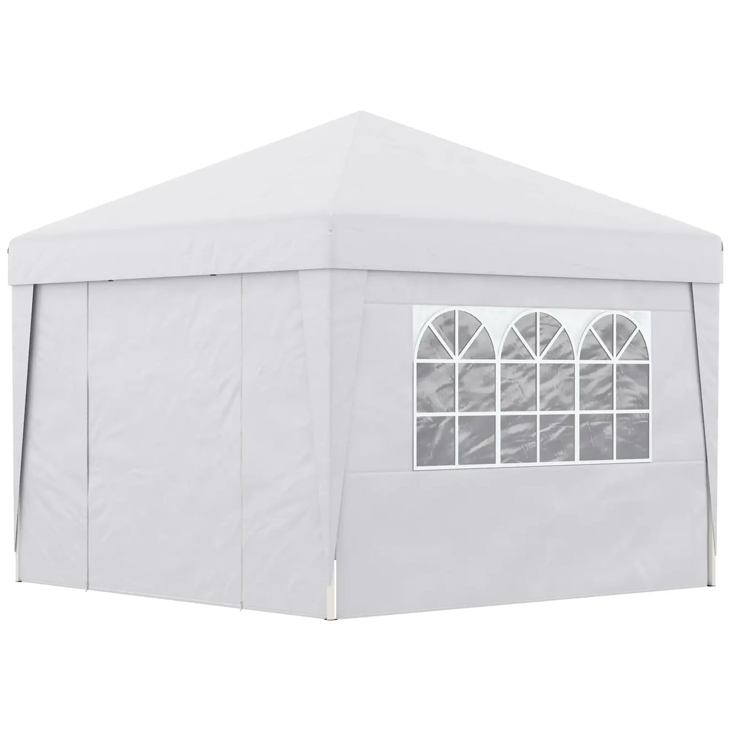 3x3 m Folding Gazebo with Adjustable Height & Windows – White