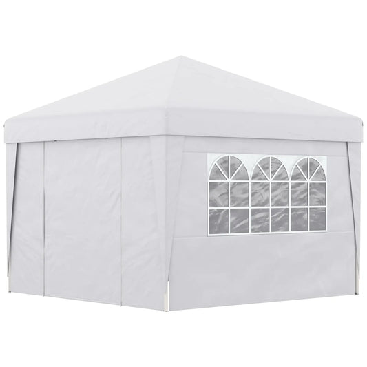 3x3 m Folding Gazebo with Adjustable Height & Windows – White