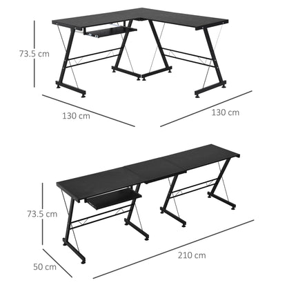 Desk convertible corner multi -show wood and black steel