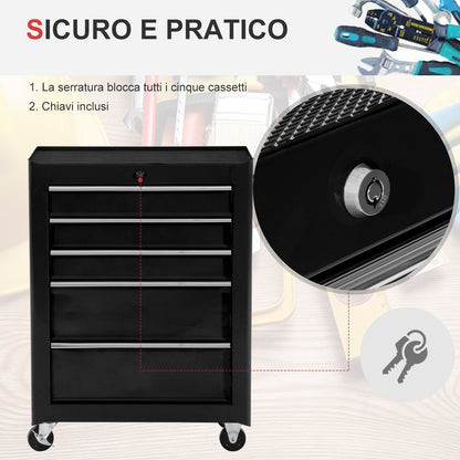 Black Multi-Use Garage Trolley | Board of Utensils For Mechanics | 61.5x33x85cm
