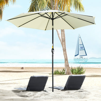 8-Ribbed Tilting Garden Umbrella with Crank Handle, Metal and Polyester, Ø295x250 cm, Beige
