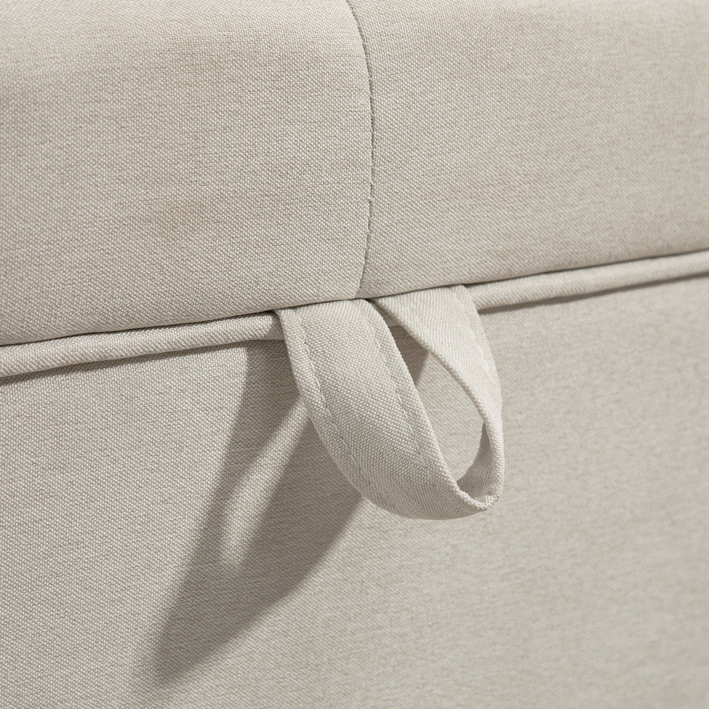 80L Padded Storage Bench with Fabric Upholstery and Wooden Legs, 118x42x45 cm, Cream