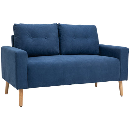 Nordic Style Modern Quilted 2 Seater Sofa, Polyester and Wood, 145x76x88 cm, Blue
