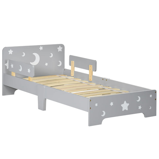 Children's Bed 3-6 Years with Stars and Moon Patterns in MDF Panels and Chipboard, 143x76x49 cm