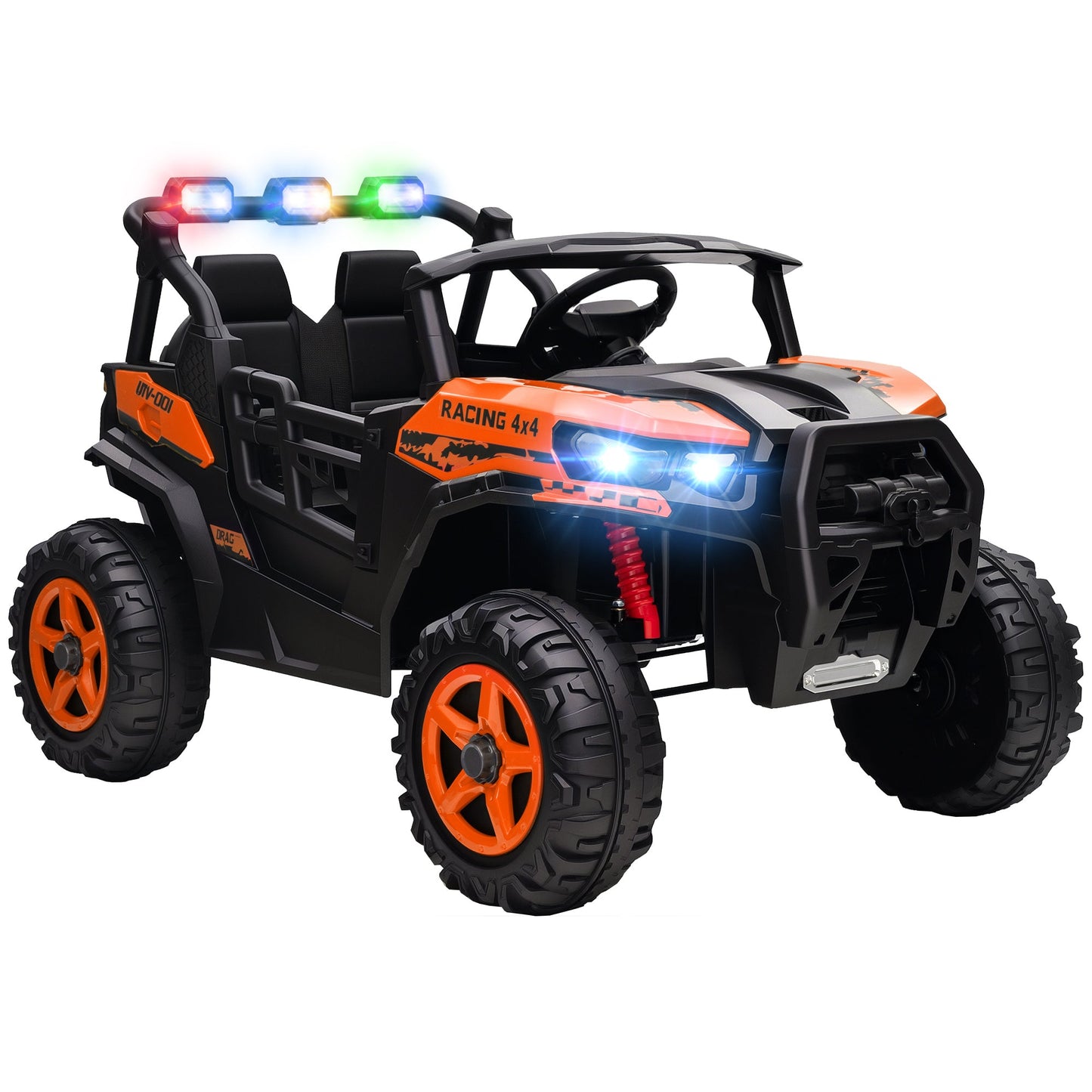 Electric Ride-On Toy Car for Children 3-8 Years, 24V, 2 Seats, Dual Motor, Remote Control and Soft Start, Orange