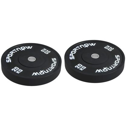 Set of 2 20kg Gym Discs for Barbell and Dumbbells with Ø5cm Attachment, Black