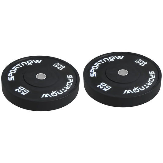 Set of 2 20kg Gym Discs for Barbell and Dumbbells with Ø5cm Attachment, Black