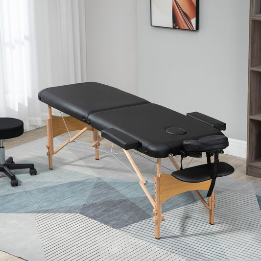 Professional Foldable Massage Table with Adjustable Height and Carrying Bag, Black