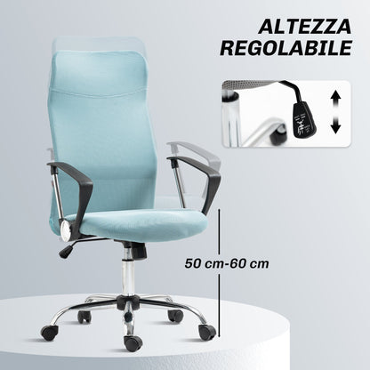 Ergonomic Swivel Office Chair, Adjustable Height and Mesh Backrest, 63x65x109-119 cm, Light Green