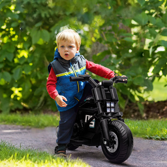 Electric Motorcycle for Children 3-5 Years in PP and Metal with Wheels, Horn and Music, 86x44x58 cm, Black