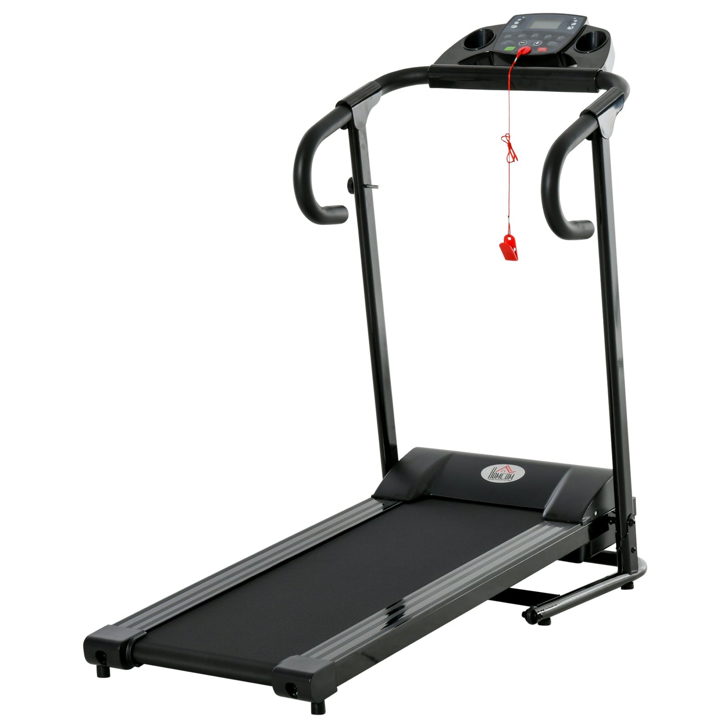 Folding Electric Treadmill Space Saving, Professional Treadmill with LCD Display, Speed 0.8-10km/h and 12 Programs, Power 500W, for Home and Office, Black