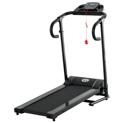 Folding Electric Treadmill Space Saving, Professional Treadmill with LCD Display, Speed 0.8-10km/h and 12 Programs, Power 500W, for Home and Office, Black